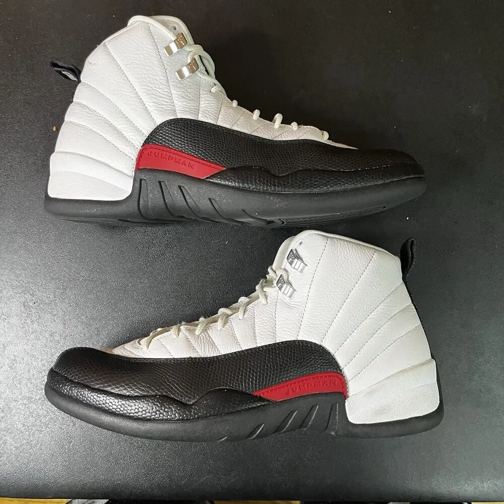 Air Jordan 12 Men's Retro White/Red-Black Taxi Flip Size 10.5 Men NO BOX USED